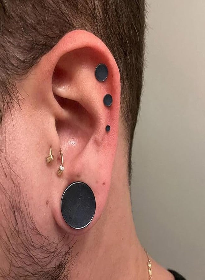 Earblity 9 pairs 14G-00G Full Size Stainless Steel Ear Stretching Kit with 2PCS O-Rings/Pair,Comfy Pain-free Single Flared Dead Stretching Gauges Tunnels Plugs,Black Body Piercing - Image 4